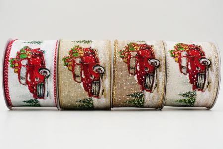 Red Vintage Trucks with Gifts Ribbon - Red Vintage Trucks with Gifts